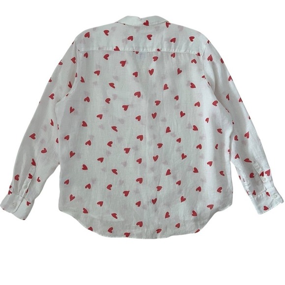 Frank & Eileen Eileen Pink Messy Hearts 100% Linen Button Up Size L‎ - Picture 3 of 12
